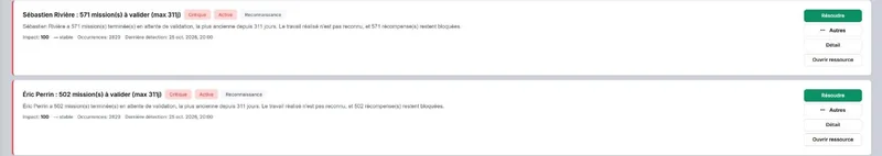 Alertes de reconnaissance dans la plateforme POM